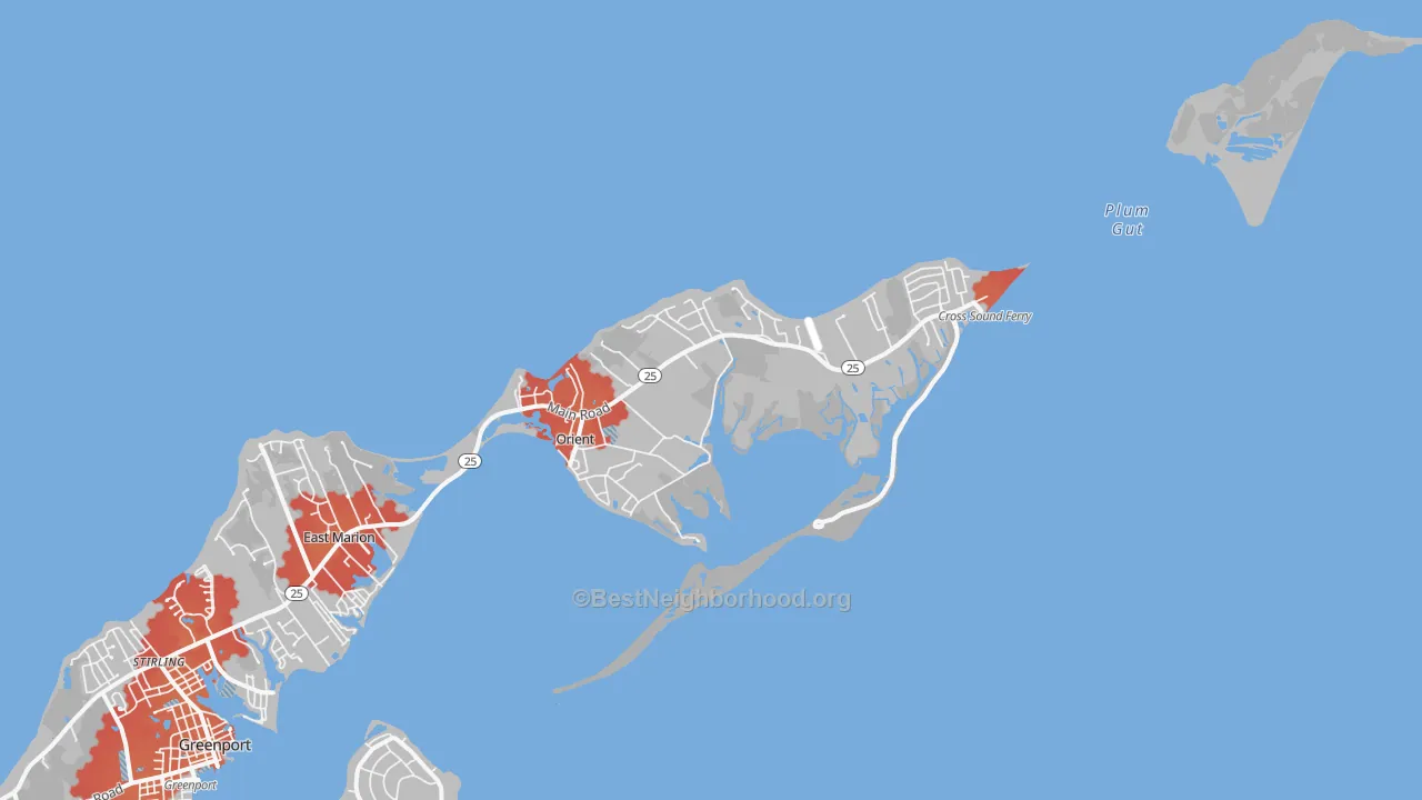 Transit Grade map of Orient, NY