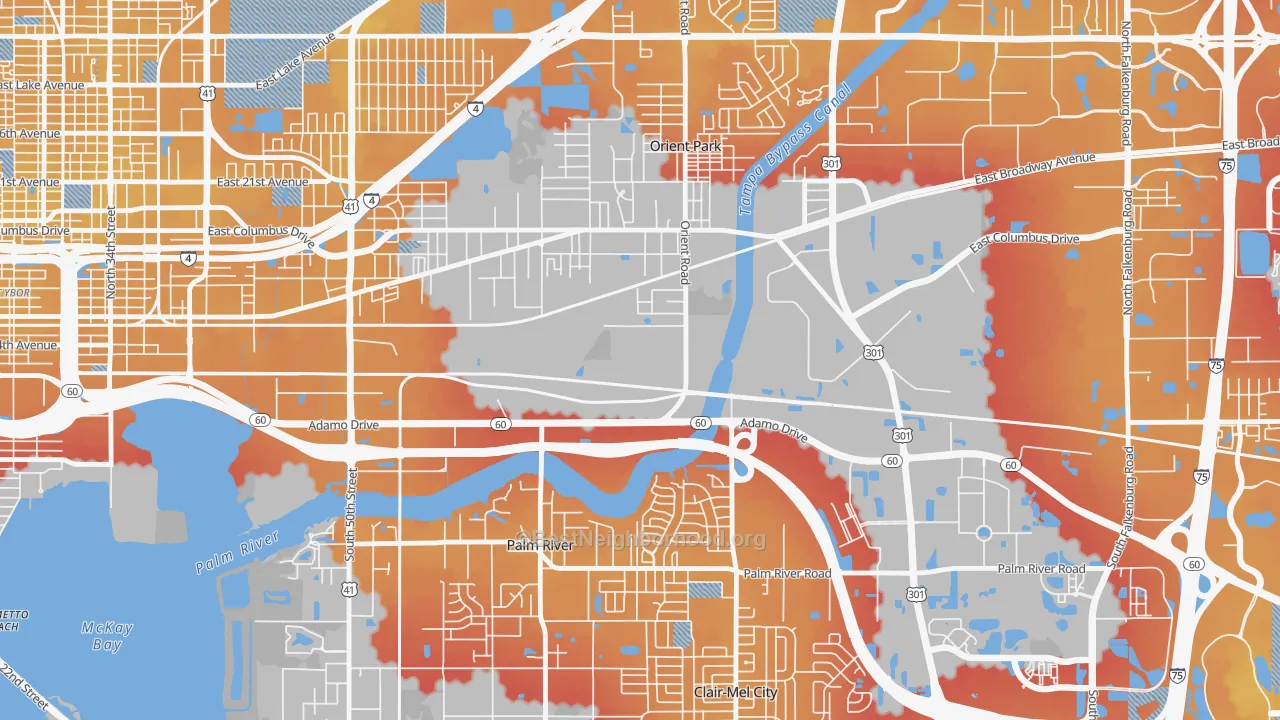Transit Grade map of Orient Park, Tampa, FL