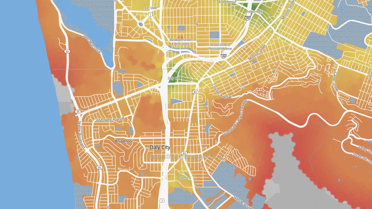 Transit Grade map of Original Daly City, Daly City, CA