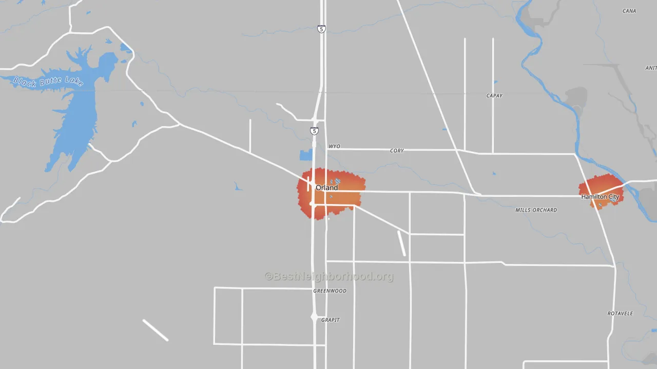 Transit Grade map of Orland, CA