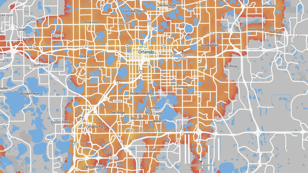 Transit Grade map of Orlando, FL