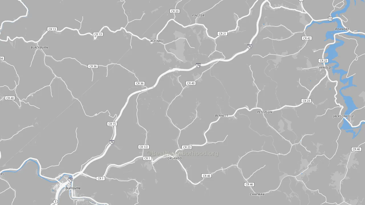 Transit Grade map of Orlando, WV