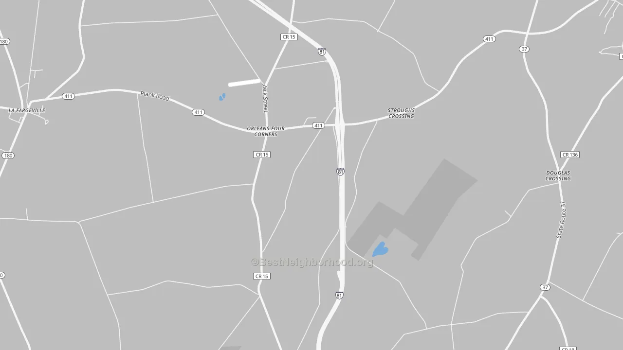 Transit Grade map of Orleans Four Corners, NY