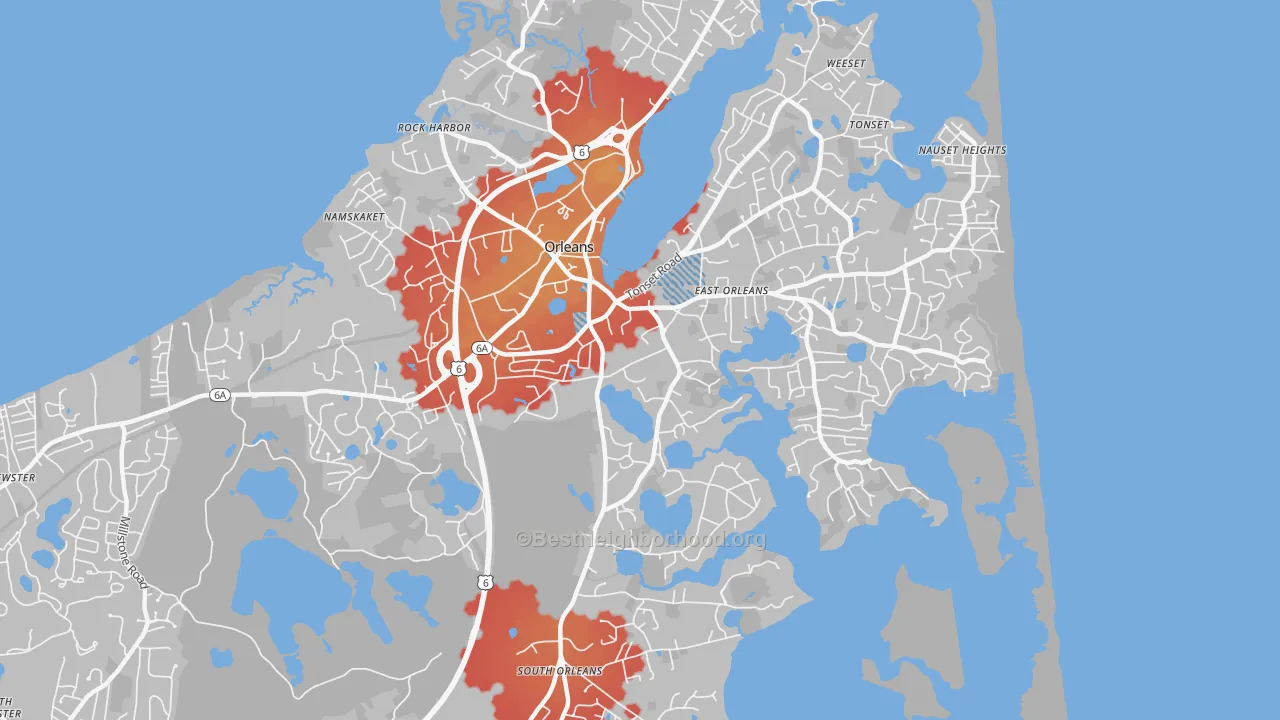 Transit Grade map of Orleans, MA