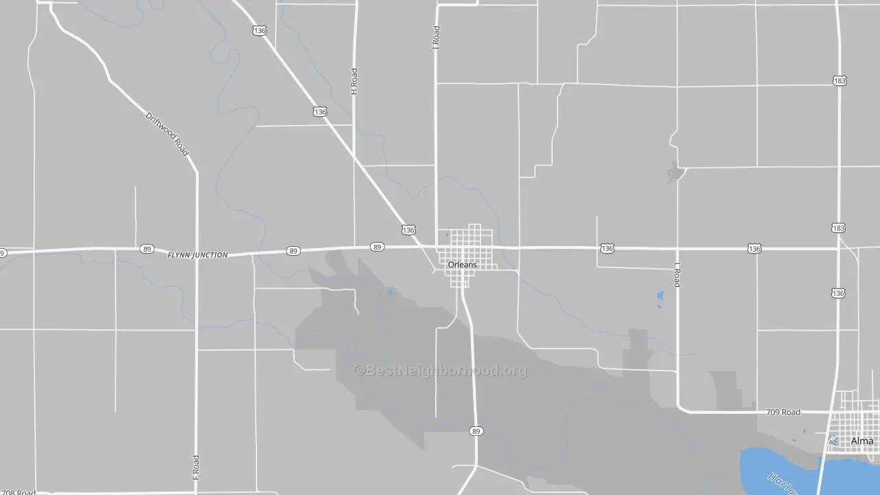 Transit Grade map of Orleans, NE