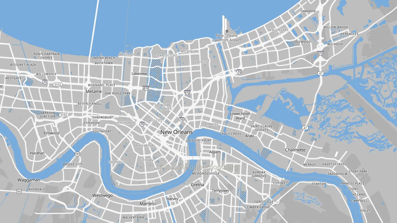 Transit Grade map of Orleans Parish, LA
