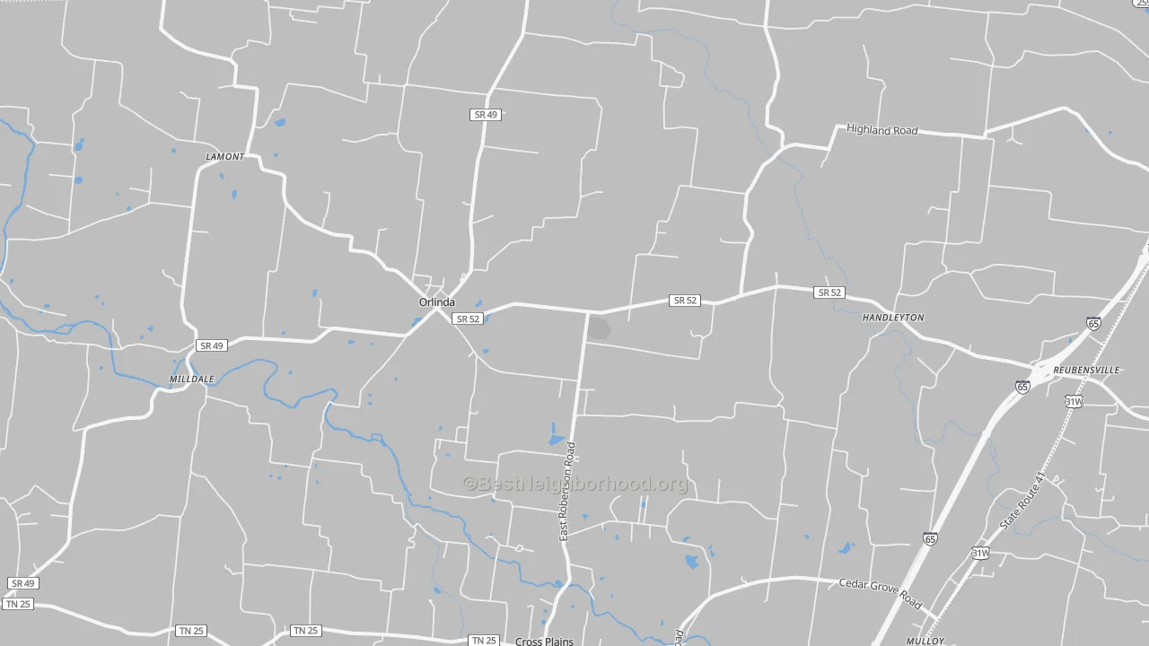Transit Grade map of Orlinda, TN