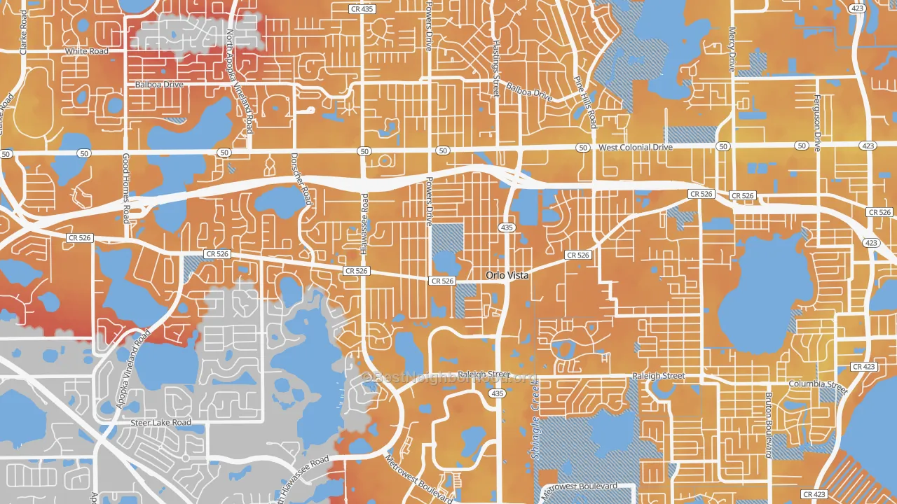 Transit Grade map of Orlovista, FL