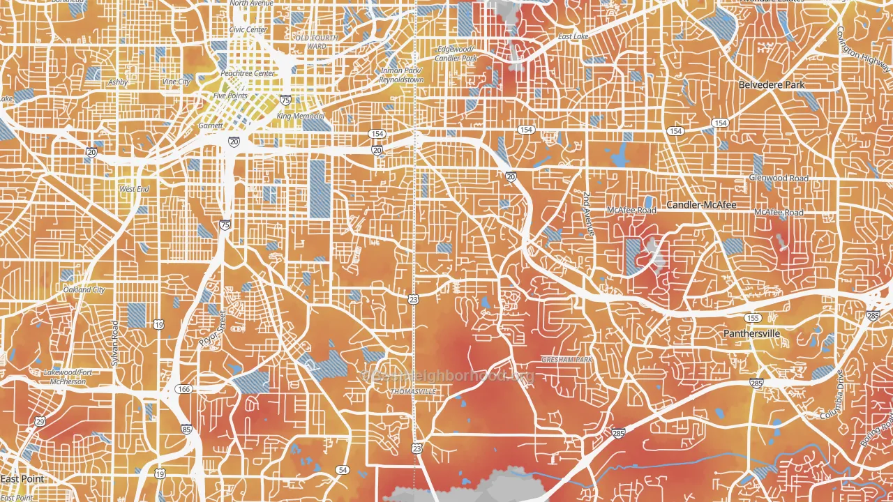 Transit Grade map of Ormewood Park-East Atlanta, Atlanta, GA