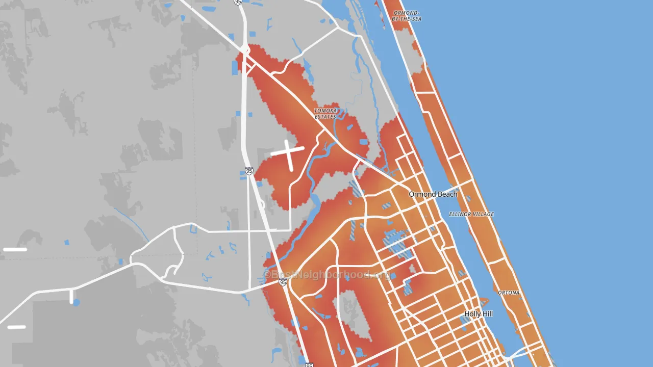 Transit Grade map of Ormond Beach, FL