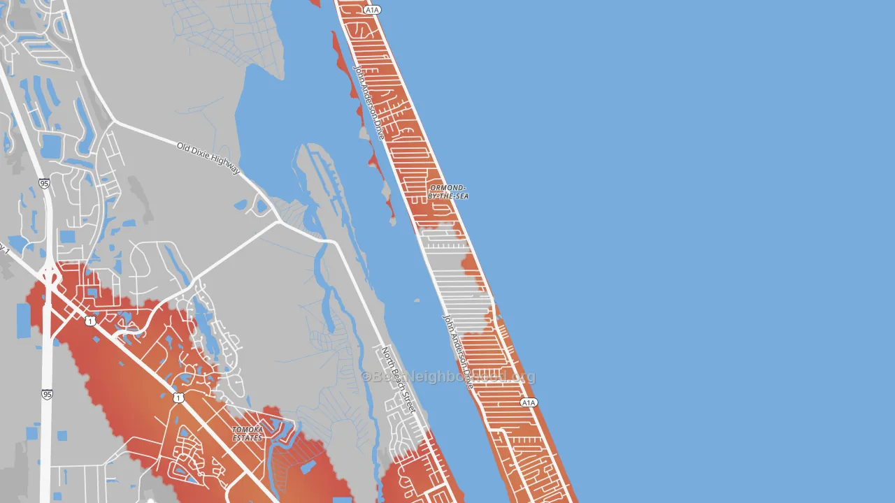 Transit Grade map of Ormond-by-the-Sea, FL