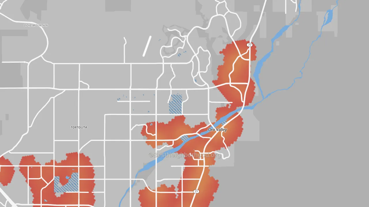 Transit Grade map of Oro Valley, AZ