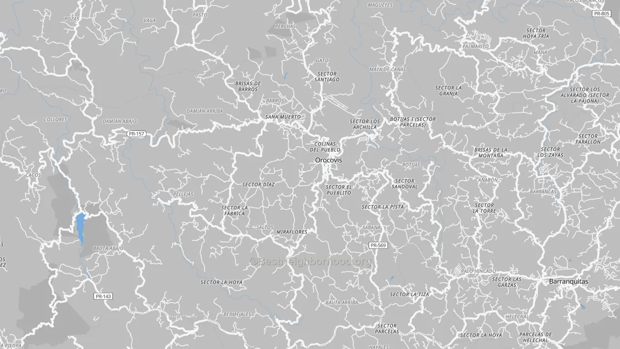 Transit Grade map of Orocovis, PR