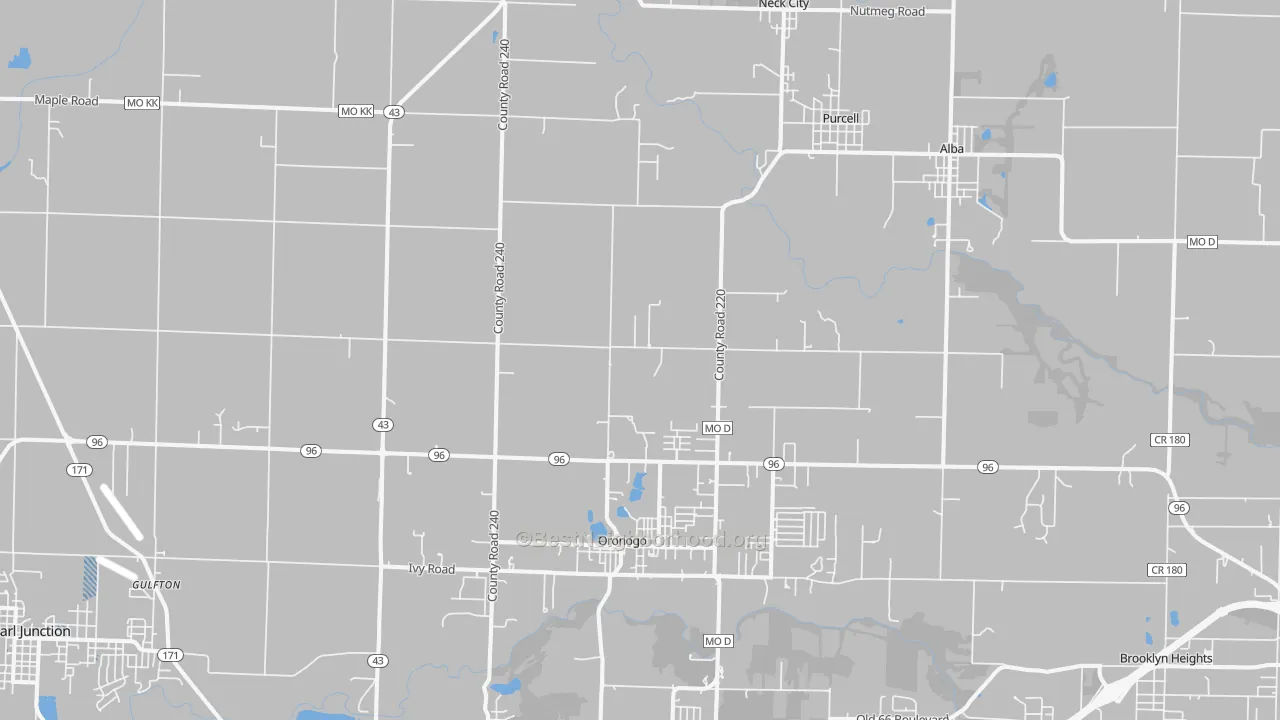 Transit Grade map of Oronogo, MO