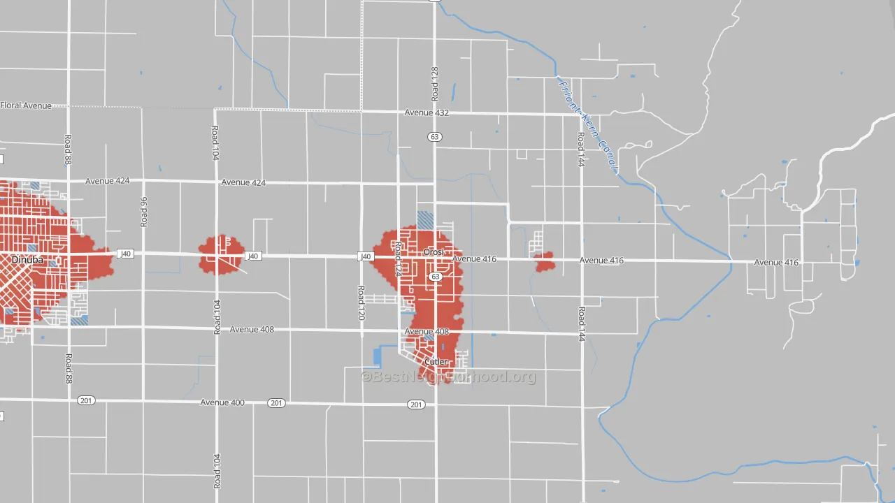 Transit Grade map of Orosi, CA