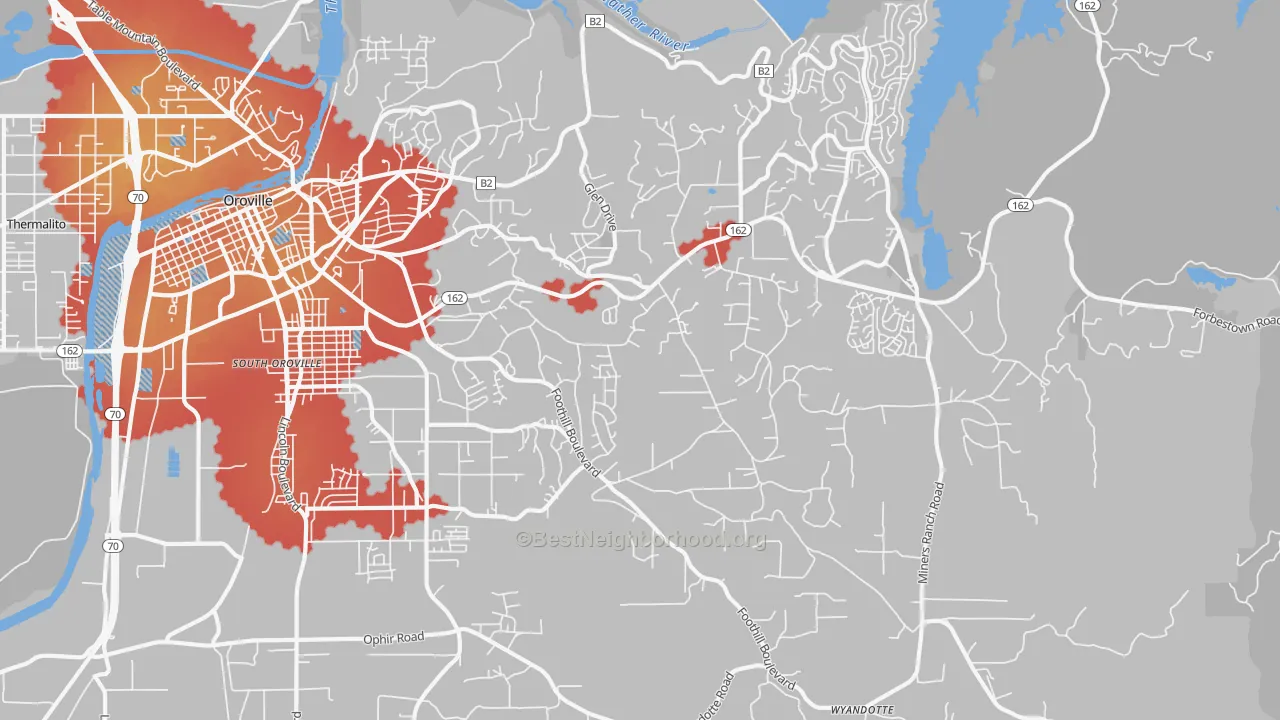 Transit Grade map of Oroville East, CA
