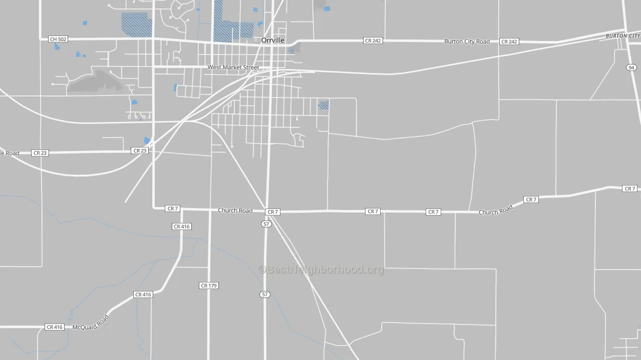 Transit Grade map of Orrville Junction, OH