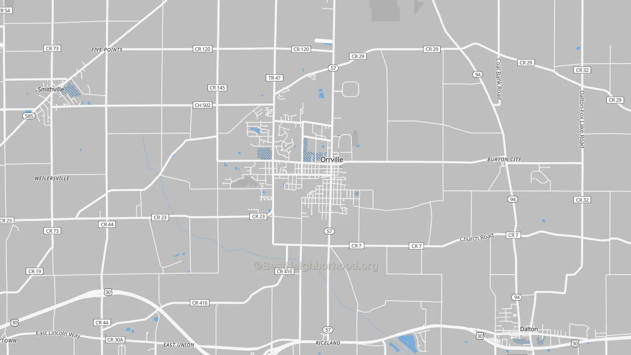 Transit Grade map of Orrville, OH