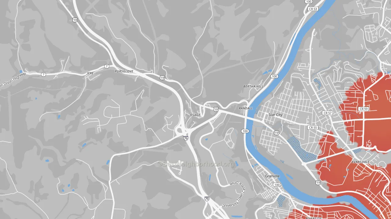 Transit Grade map of Osage, WV