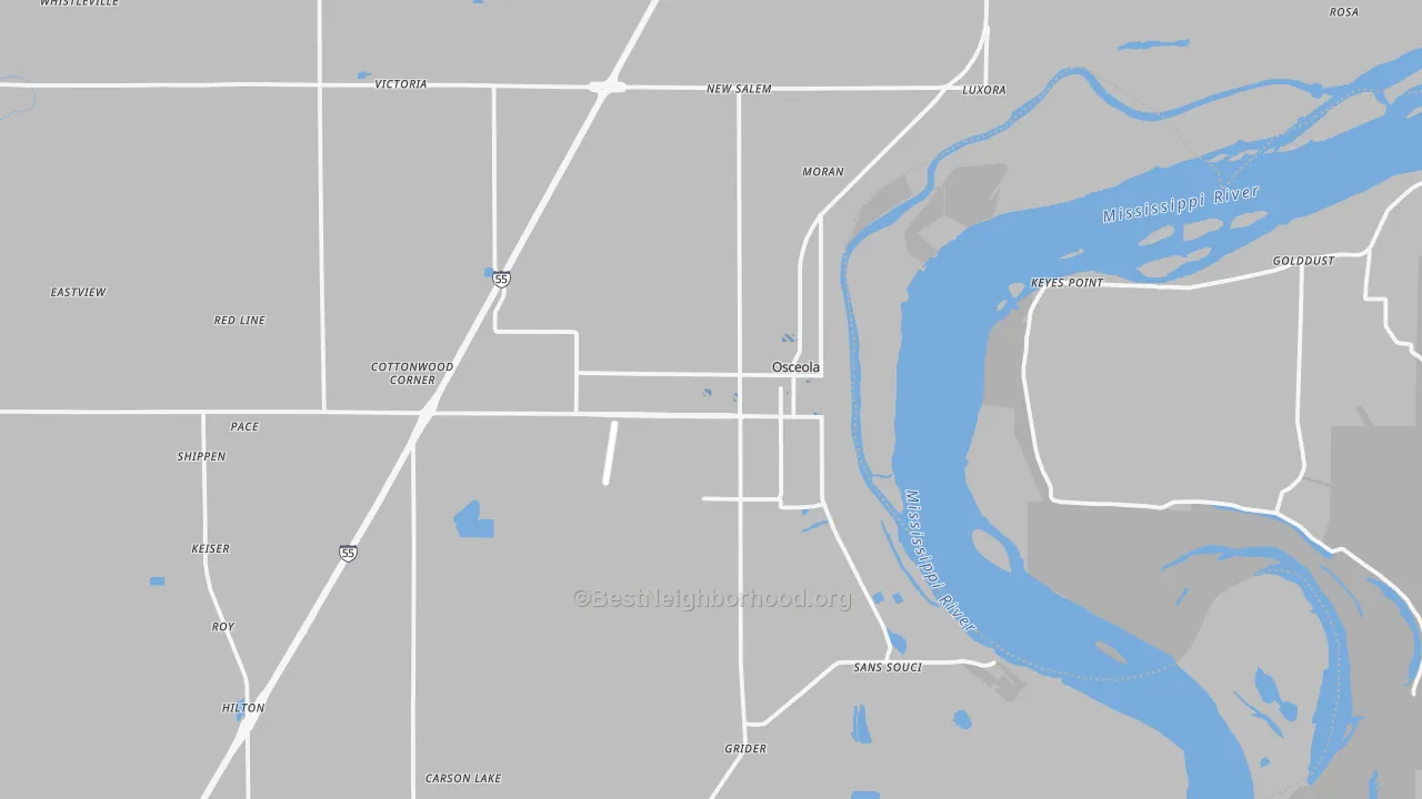 Transit Grade map of Osceola, AR