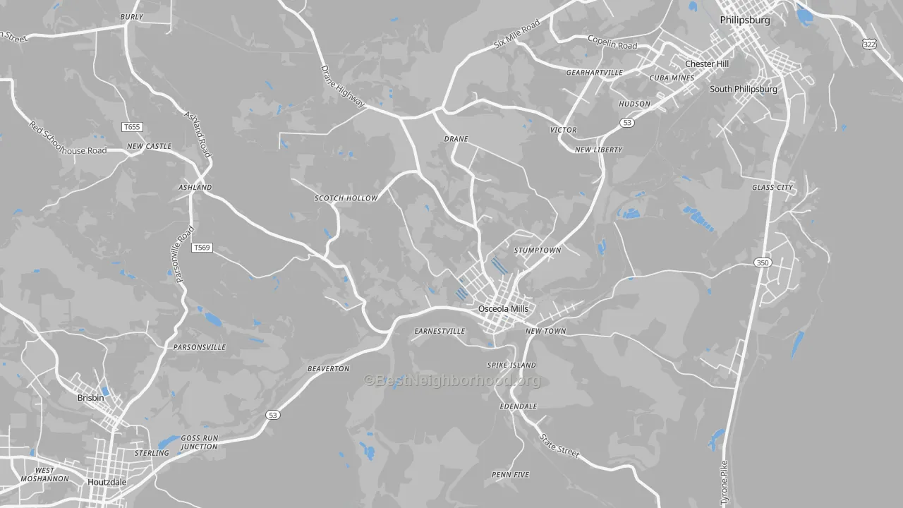 Transit Grade map of Osceola Mills, PA