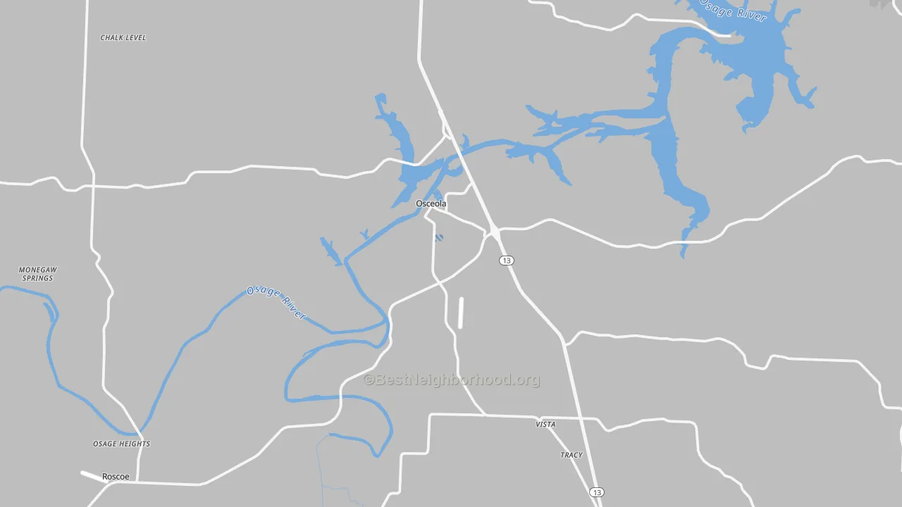 Transit Grade map of Osceola, MO