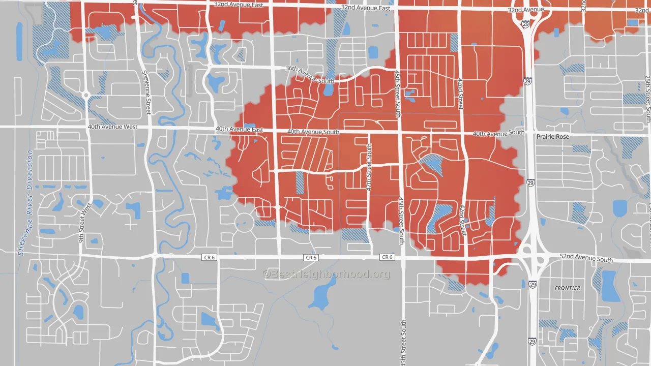 Transit Grade map of Osgood, Fargo, ND