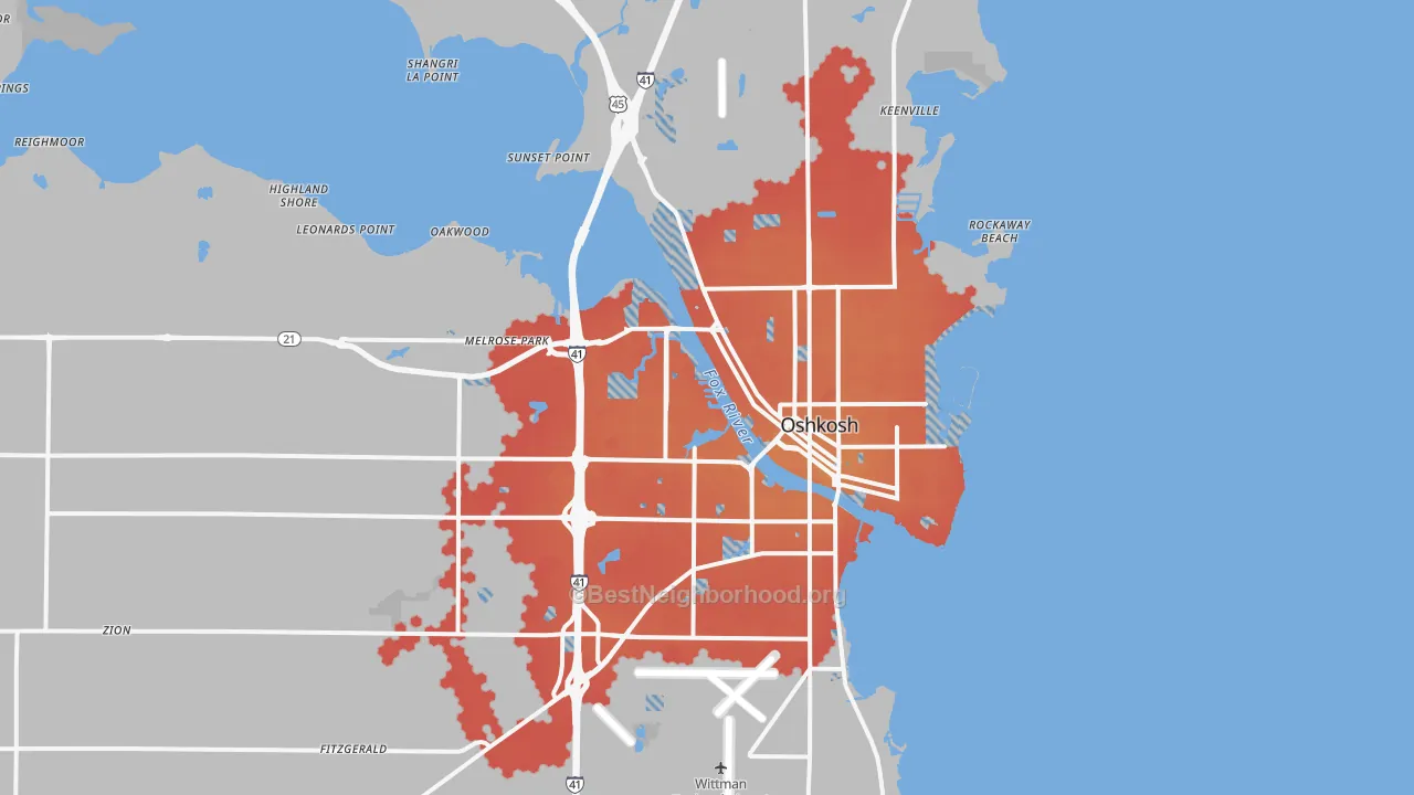Transit Grade map of Oshkosh, WI