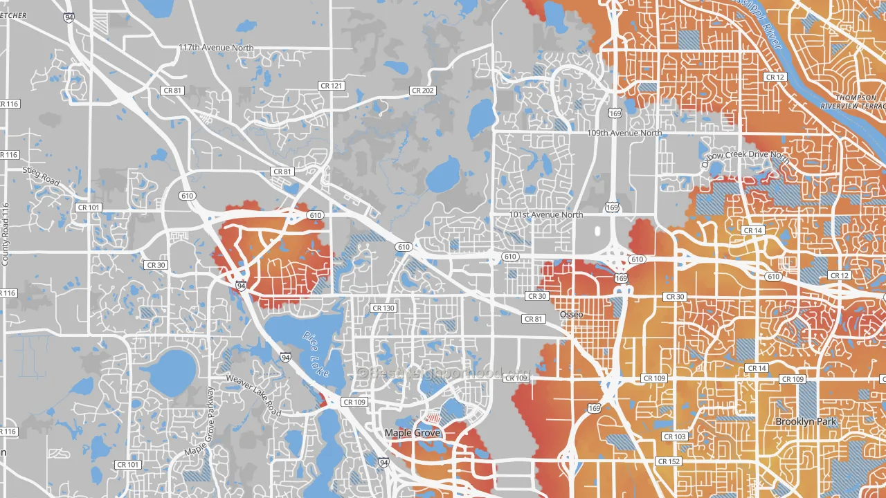 Transit Grade map of Osseo, MN