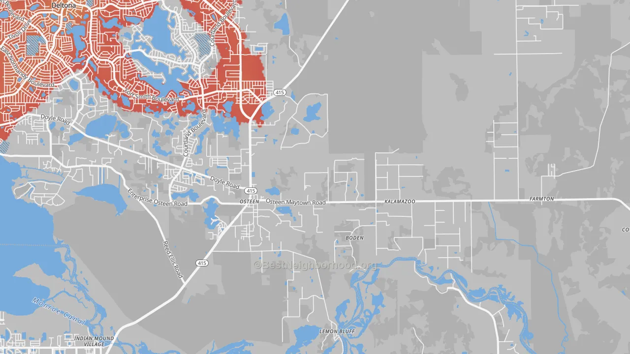 Transit Grade map of Osteen, FL
