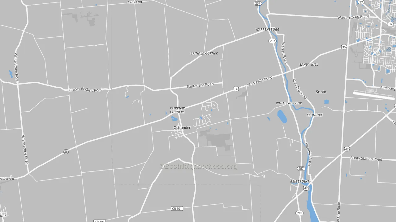 Transit Grade map of Ostrander, OH