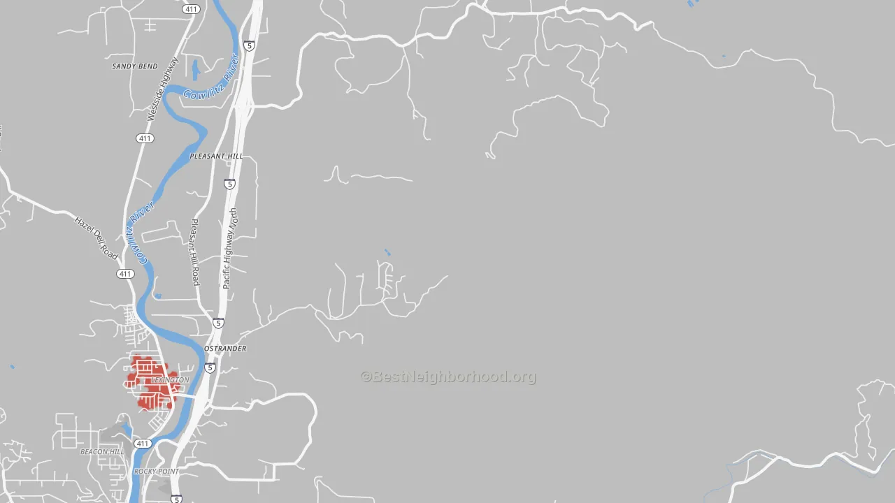 Transit Grade map of Ostrander, WA