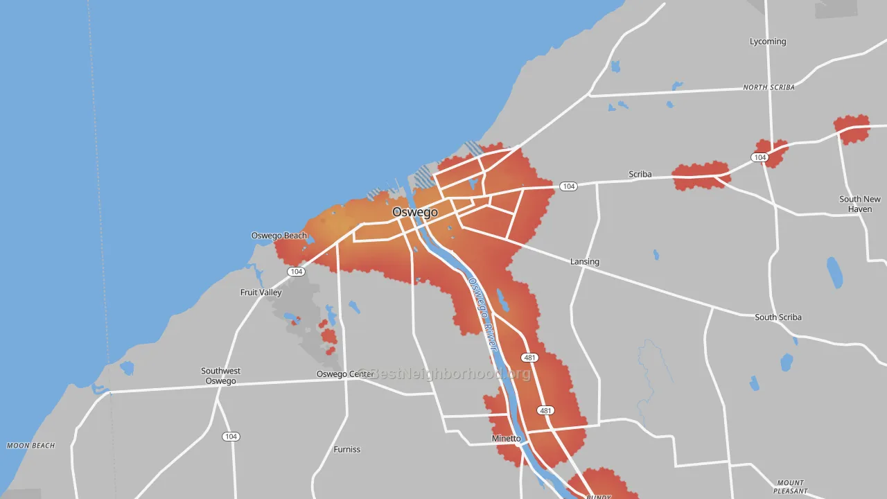 Transit Grade map of Oswego, NY