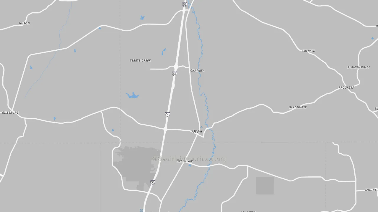 Transit Grade map of Osyka, MS