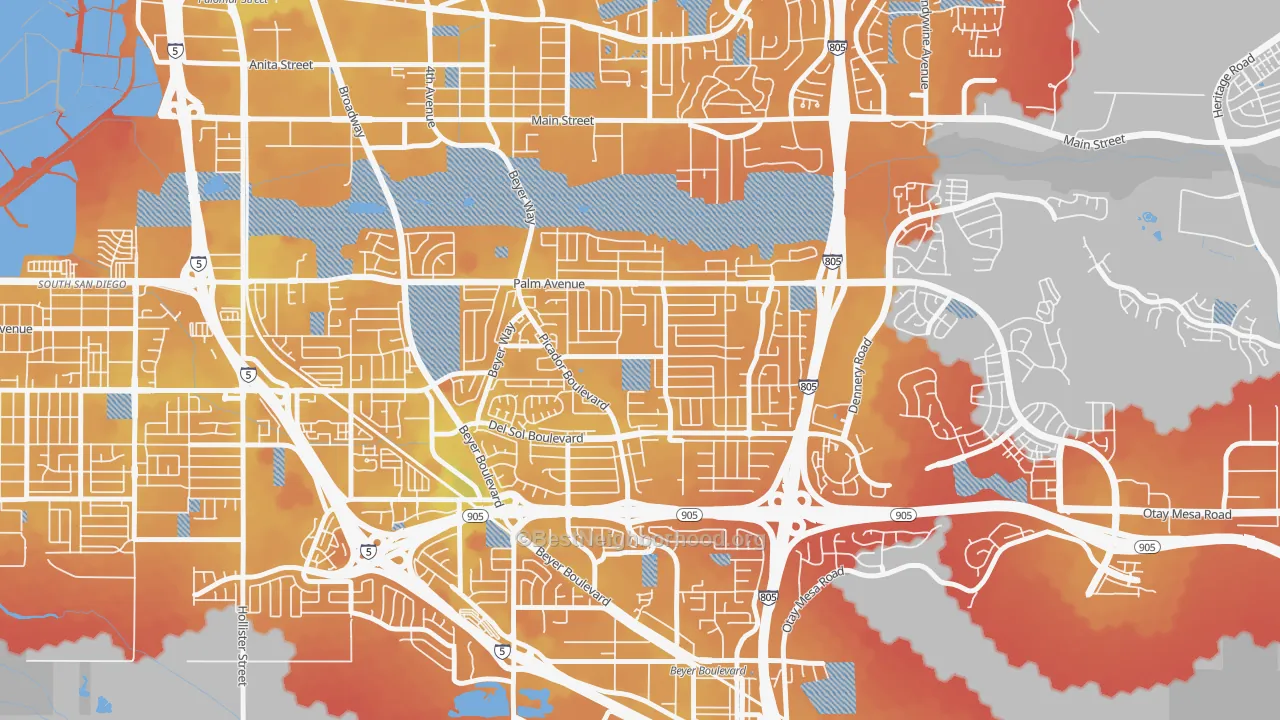Transit Grade map of Otay Mesa West, San Diego, CA
