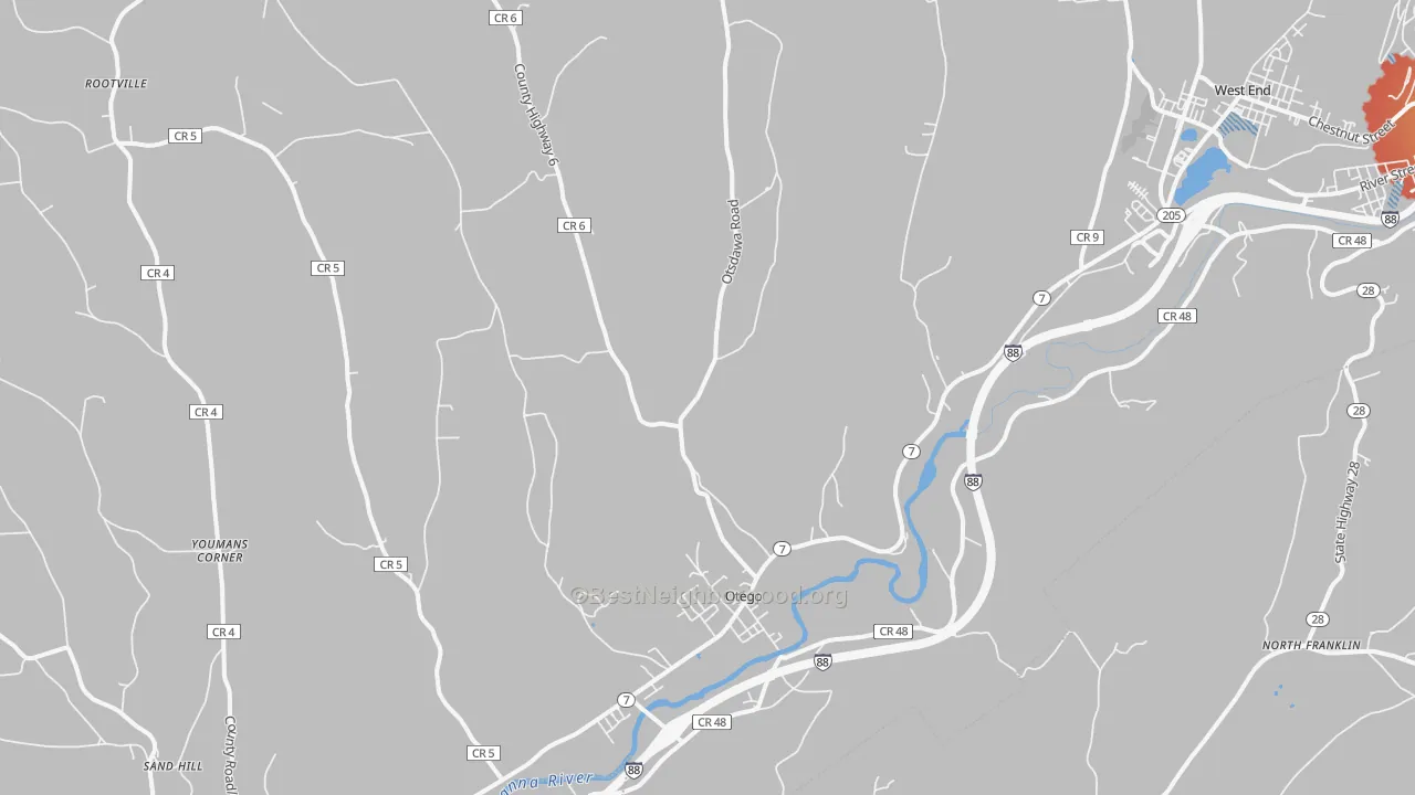 Transit Grade map of Otego, NY
