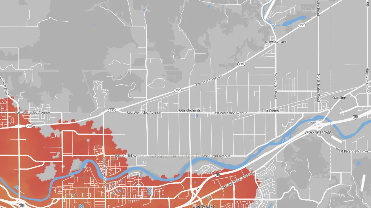 Transit Grade map of Otis Orchards, WA
