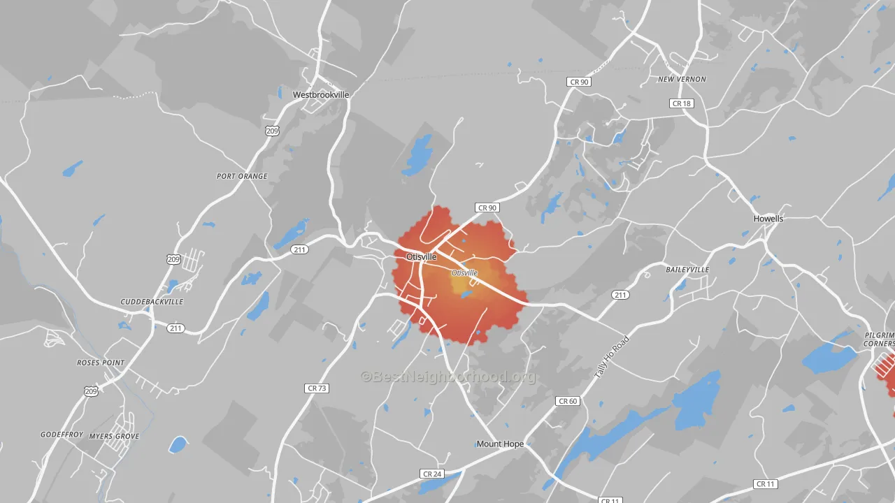 Transit Grade map of Otisville, NY
