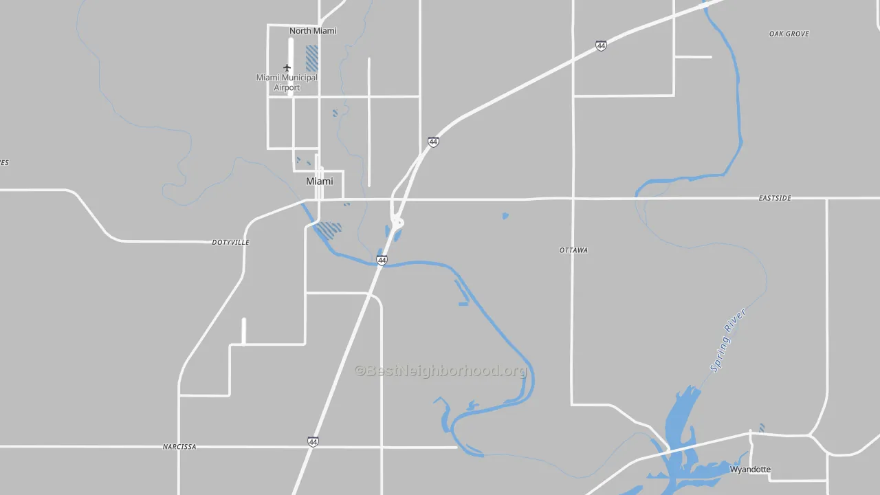 Transit Grade map of Ottawa County, OK