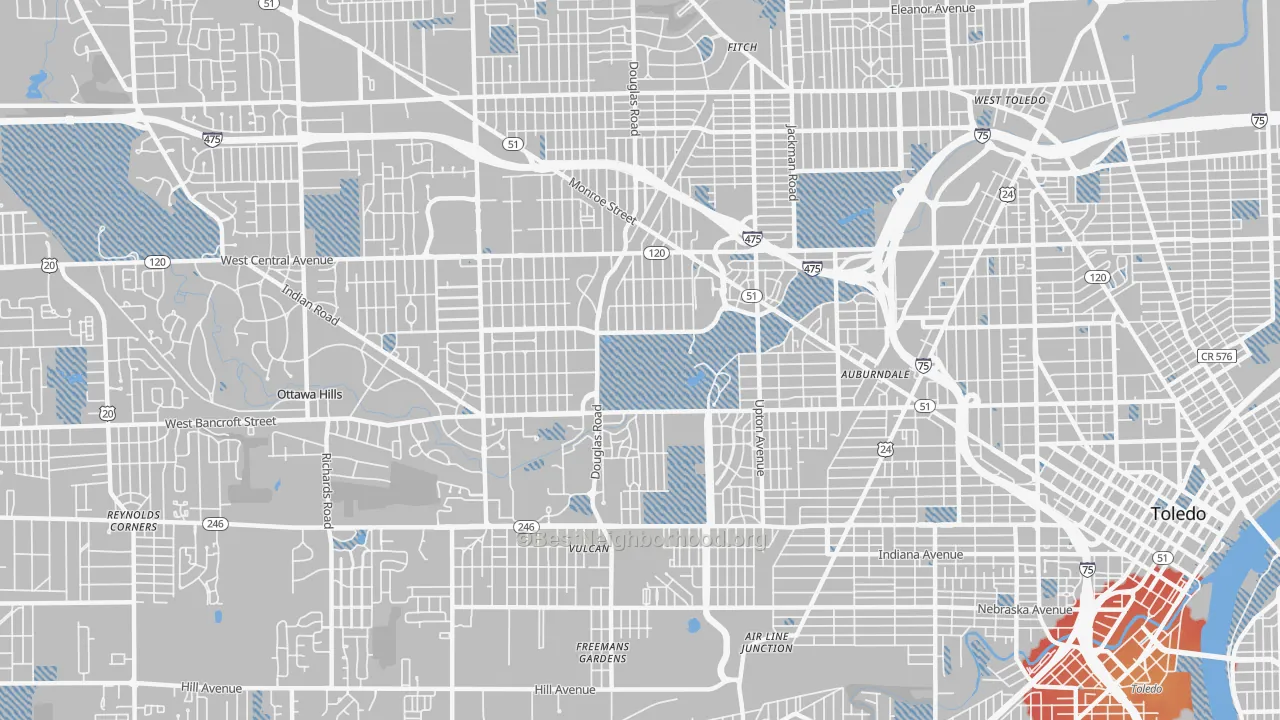 Transit Grade map of Ottawa, Toledo, OH