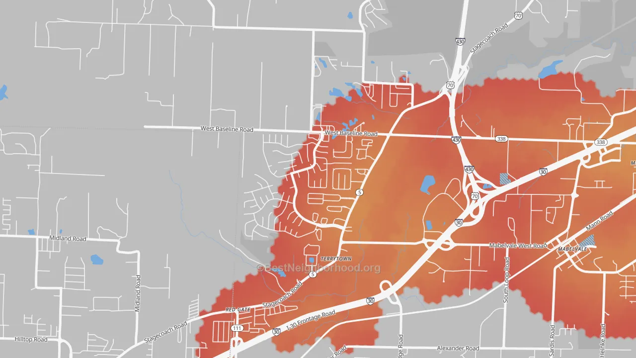 Transit Grade map of Otter Creek Crystal, Little Rock, AR