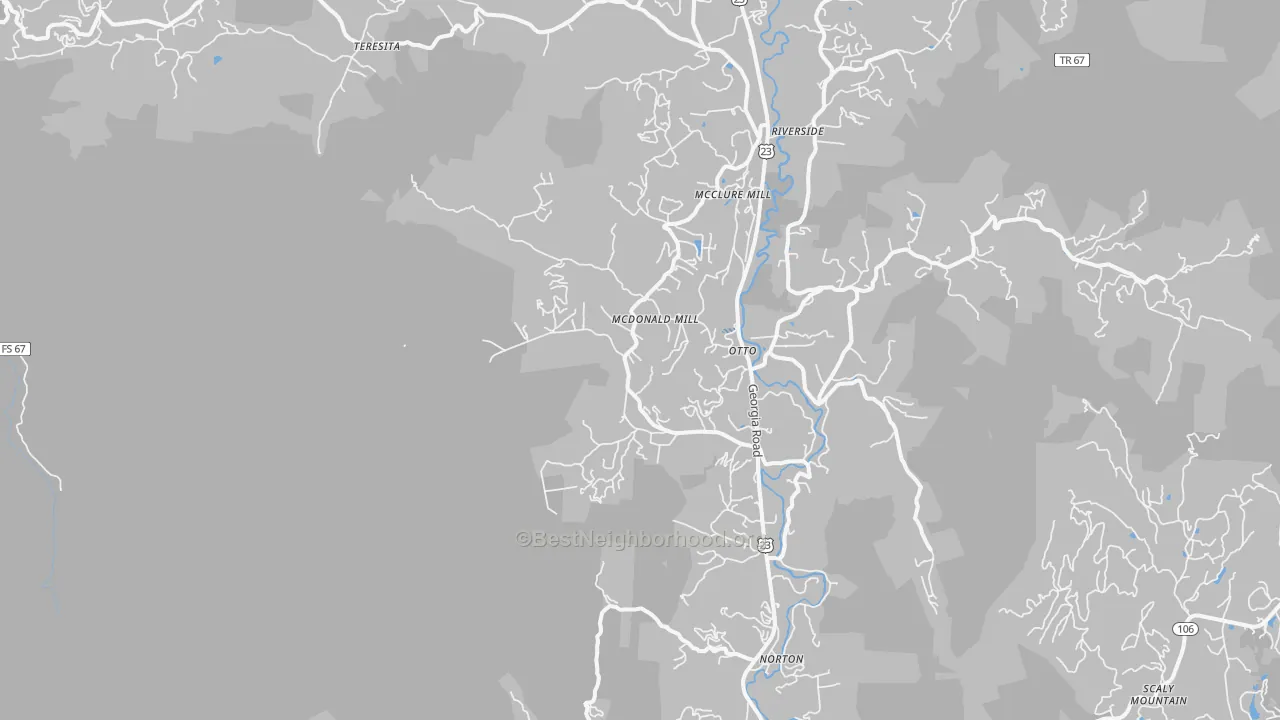 Transit Grade map of Otto, NC