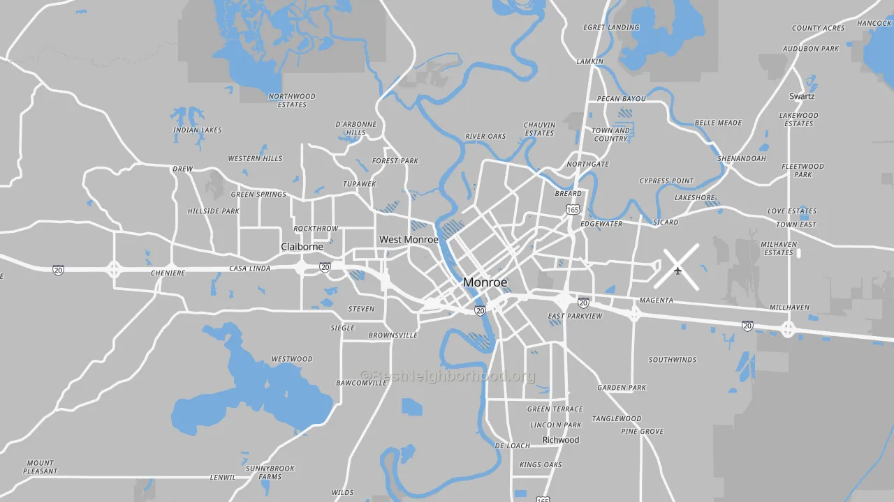 Transit Grade map of Ouachita Parish, LA