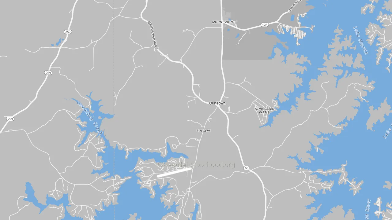 Transit Grade map of Our Town, AL