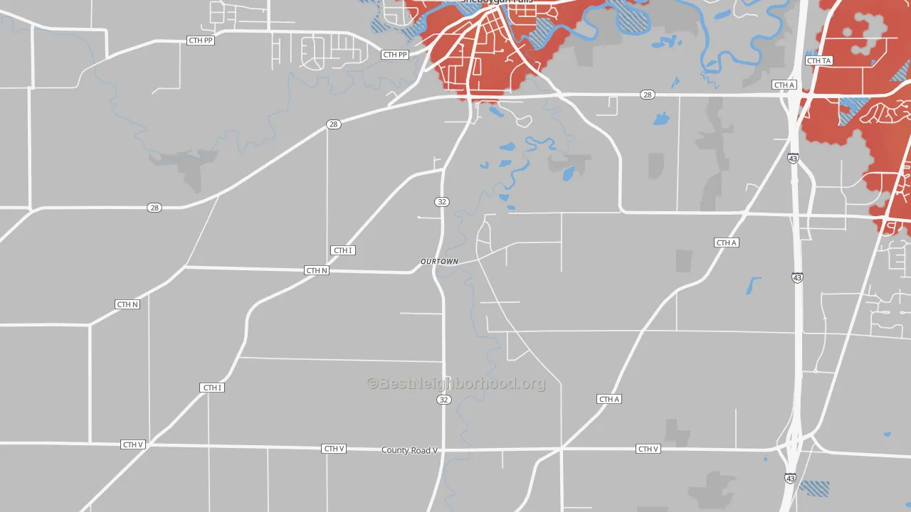 Transit Grade map of Ourtown, WI