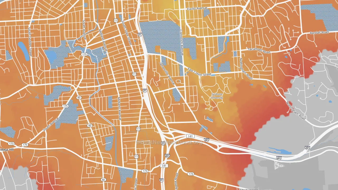 Transit Grade map of Outer Comstock, Syracuse, NY