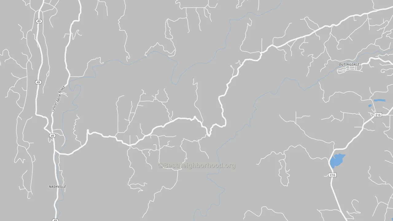 Transit Grade map of Outingdale, CA