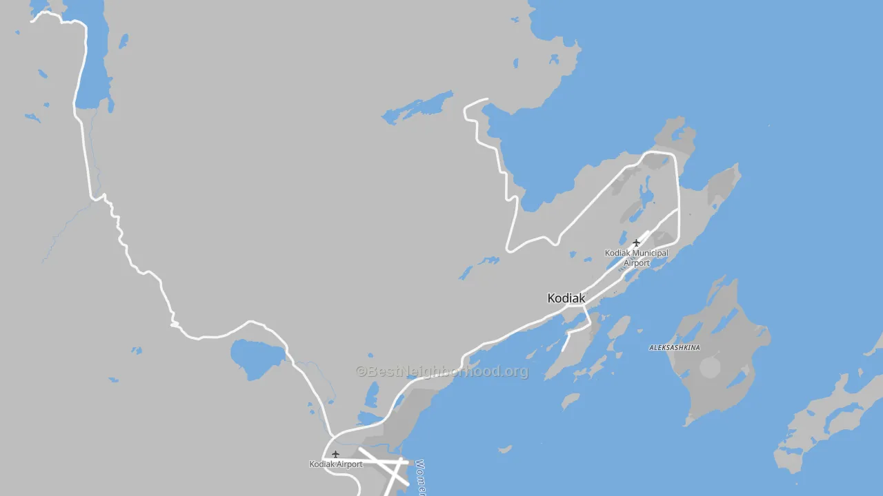 Transit Grade map of Ouzinkie, AK