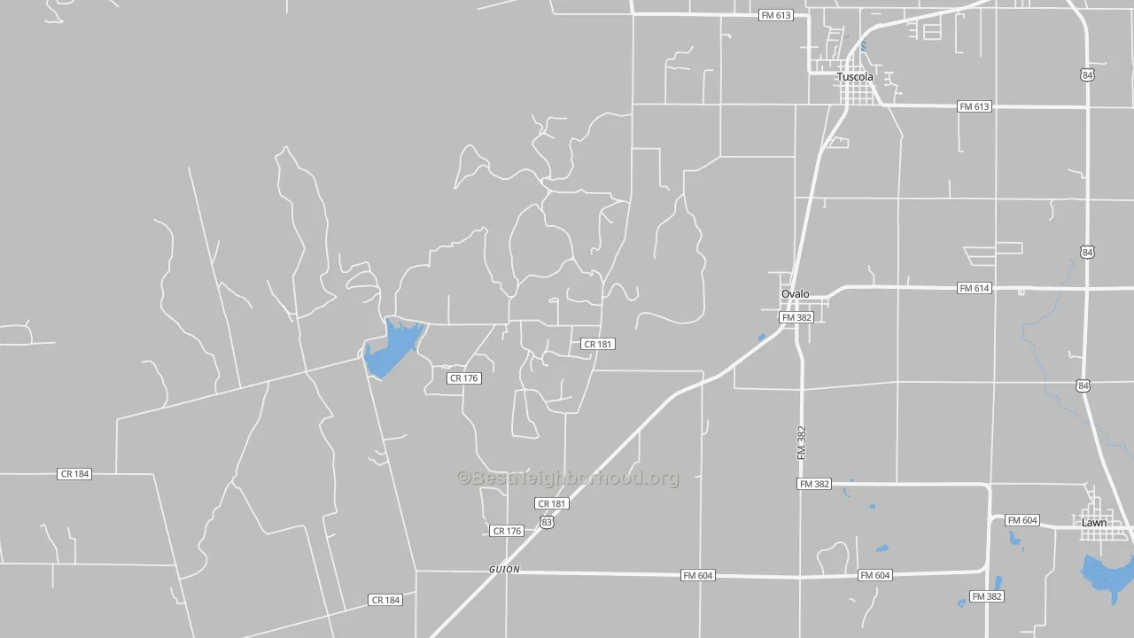 Transit Grade map of Ovalo, TX
