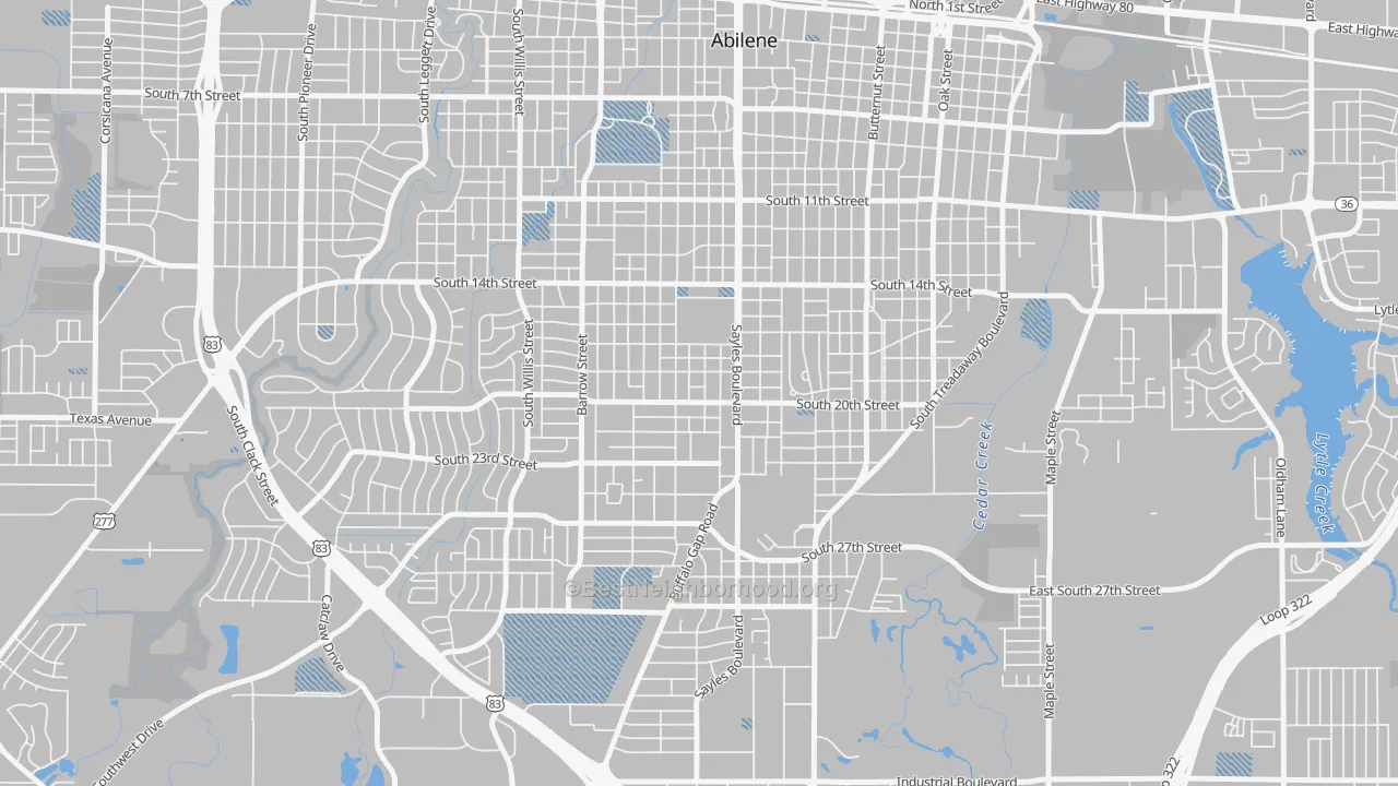 Transit Grade map of Over Place Area, Abilene, TX